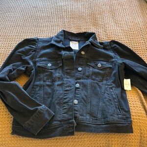 GAP puff sleeve Black Jean Jacket Classic Denim Style-NWT